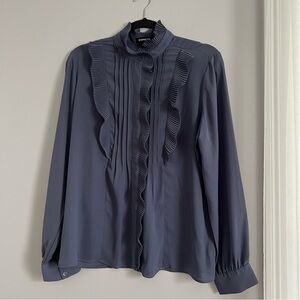 Express Women's Elegant Blue Ruffled Blouse